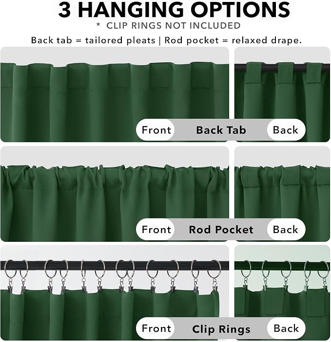 Deconovo Blackout Curtains, Thermal Insulated, W52 x L63 2 Panels, Back Tab - Image 2