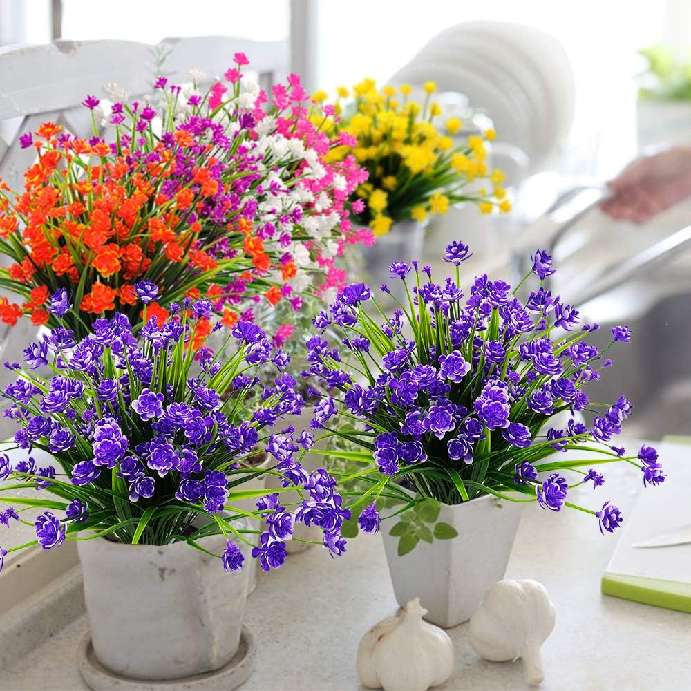 10 Bundles Artificial Daffodil Outdoors Flowers (Blue)