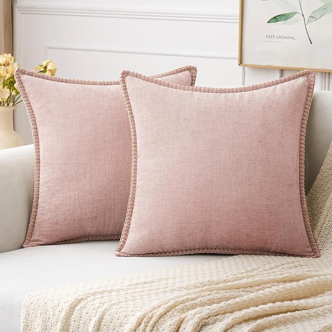 MIULEE Pack of 2 Couch Throw Pillow Covers 20x20 Inch Pink Valentine Farmhouse by MIULEE