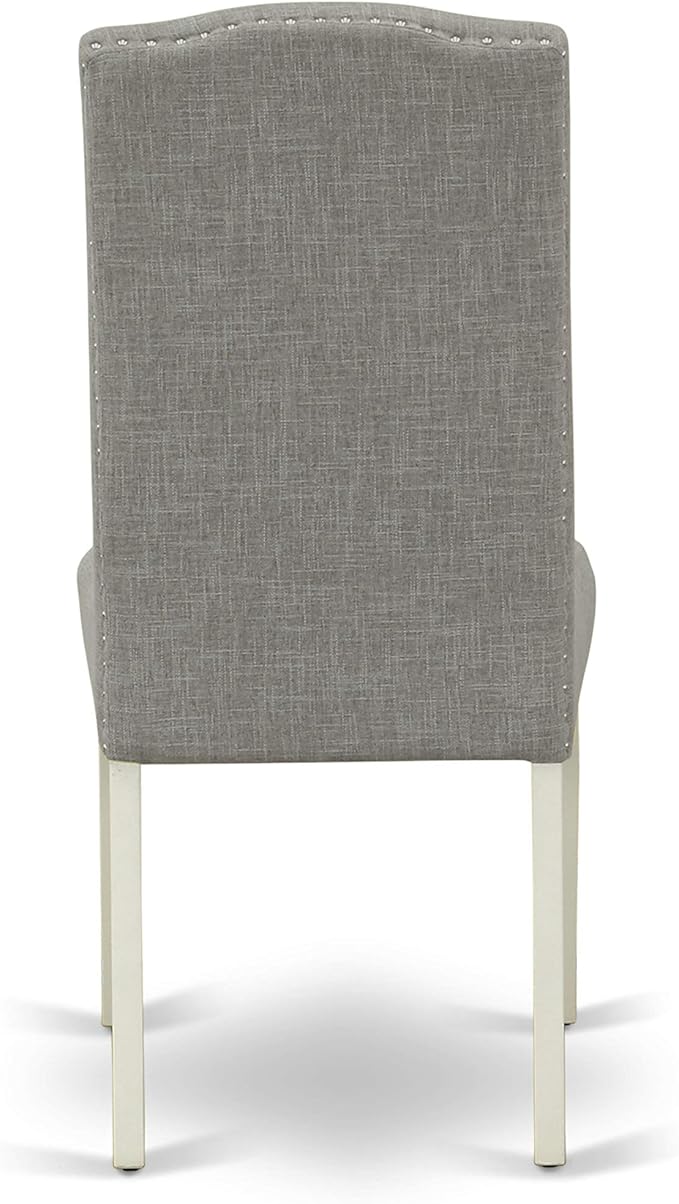 East West Furniture X027EN206-6 6 Piece Kitchen Table Set Contains a Rectangle Dining Table with X-Legs and 4 Dark Shitake Linen Fabric Parson Chairs with a Bench, 40x72 Inch, Multi-Color