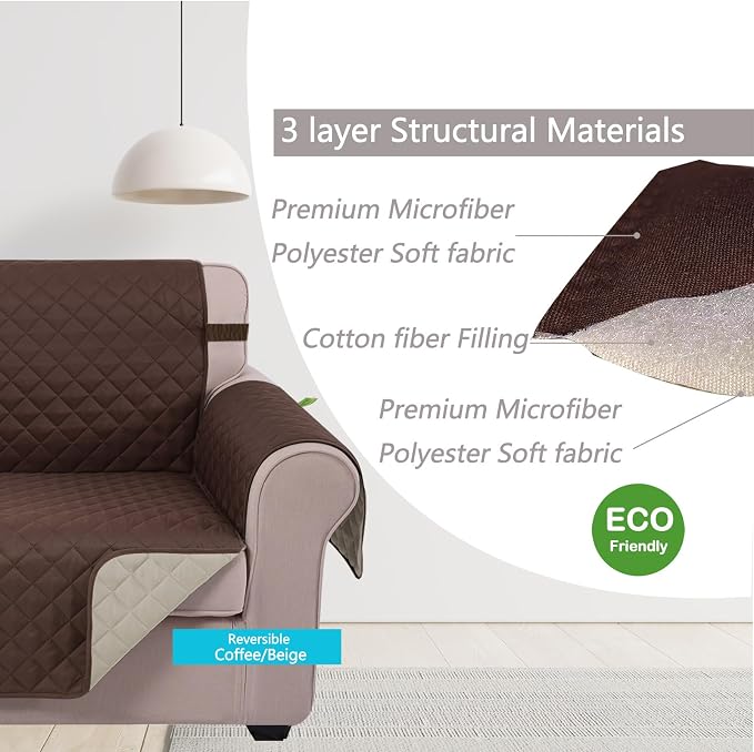 U-NICE HOME Recliner Chair Covers Reversible Quilted Water Repellent Pet - Image 5