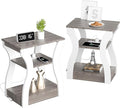 End Tables for Living Room, Side Tables with Charging Station, 3-Tier Night Stand Set of 2, USB Ports & Outlets, Storage Shelf - for Bedroom, Office, Bathroom, White