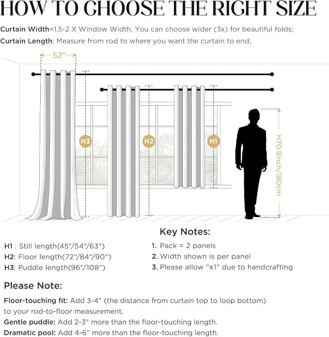 CUCRAF Dark Grey Blackout Curtains 108 inch Length 2 Panels Set, Rod Pocket - Image 9