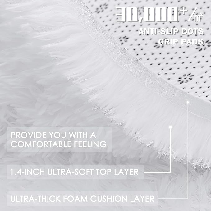 OLANLY 4x4 Machine Washable Accent Rug, Soft Fluffy Shaggy Area Rug - Image 9