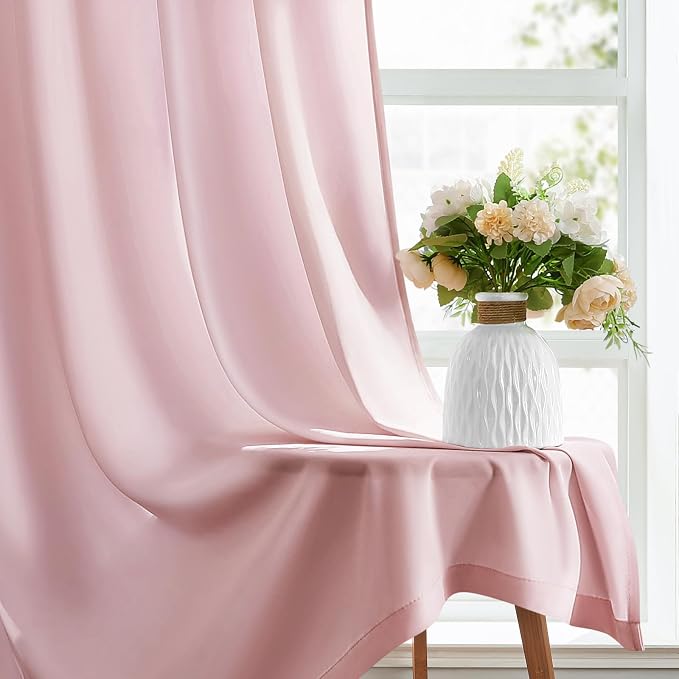 HOMEIDEAS Non-See-Through Light Pink Privacy Sheer Curtains, 52 X 84 Inches - Image 6