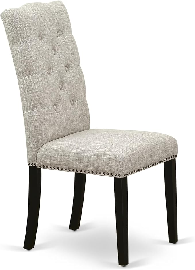 East West Furniture V627EL635-6 6 Piece Dining Table Set Contains a Rectangle Dining Room Table with V-Legs and 4 Doeskin Linen Fabric Parson Chairs with a Bench, 40x72 Inch, Multi-Color