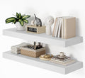 Heimlove 36 Inch Long Floating Shelf for Wall, 12" Deep White Floating Shelves Wall Shelves for Bedroom Living Room Bedroom, Wall Mounted Shelves for Storage Book Decor, Set of 2
