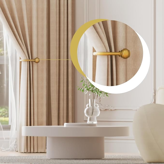 Hion Curtain Holdbacks Gold 2pcs, Curtain Tiebacks Wall Mounted Curtain Hooks - Image 4