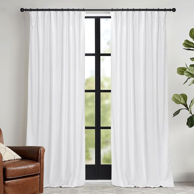 RYB HOME Pure White Velvet Curtains 90 inches - Image 7