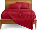 Bare Home Split Head Flex King Sheet Set - 1800 Ultra-Soft Microfiber Bed Sheets - Double Brushed - Deep Pockets - Easy Fit - 4 Piece Set - FlexTop King Bedding (Split Head Flex King, Red)
