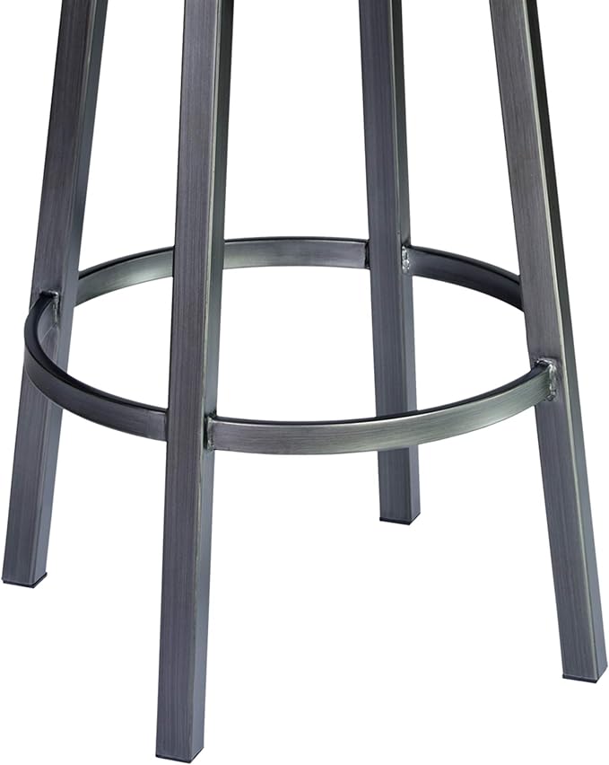 Armen Living Madrid 30" Seat Height Swivel Modern Bandero Tobacco Modern Faux Leather and Mineral Finish Bar Stool for Kitchen Island Counter