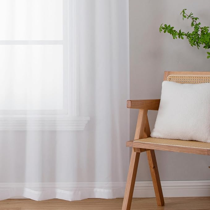 Aiyufeng Voile Sheer Window Curtains 120 inch Extra Long, Rod Pocket Elegant - Image 8