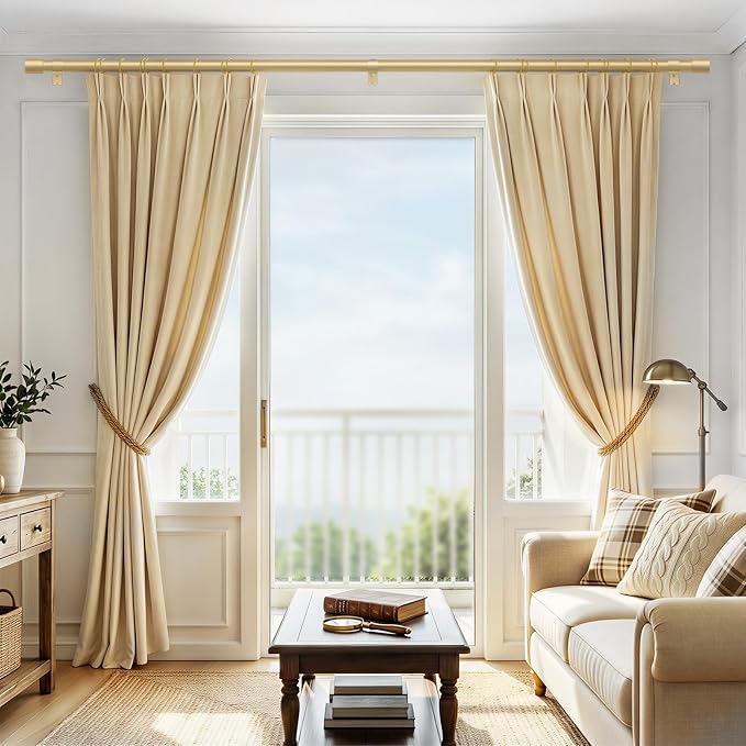 IFELS Heavy Duty Curtain Rods for Windows 28 to 48 Inch, 1 Inch Gold Curtain - Image 2