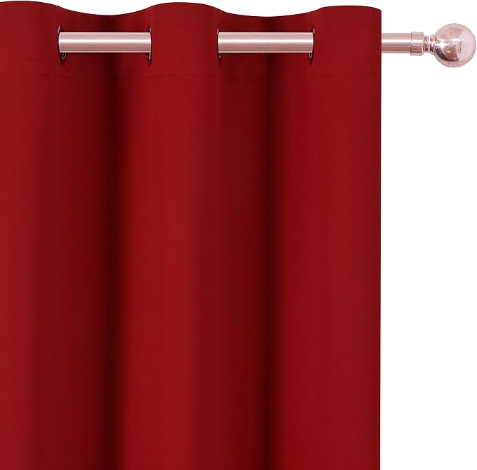 LEMOMO Dark Red Thermal Blackout Curtains/52 x 95 Inch/Set of 2 Panels Room - Image 5