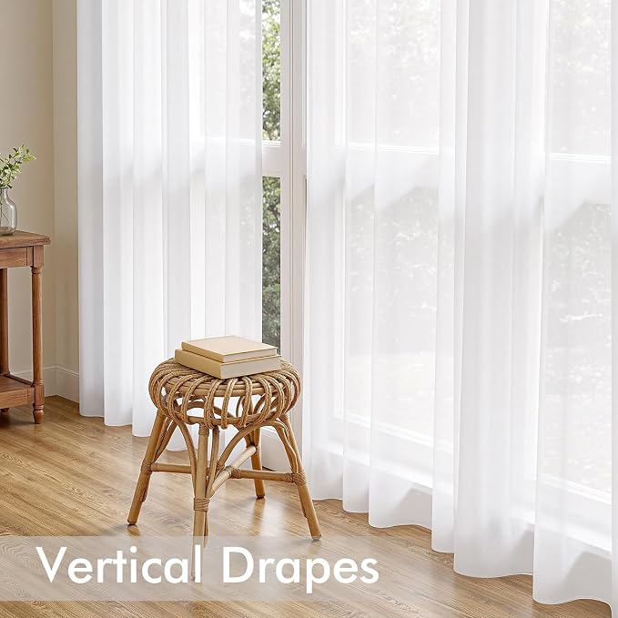 MIULEE White Sheer Curtains 95 Inches Long, 4 Panels Set, Light Filtering Voile - Image 5
