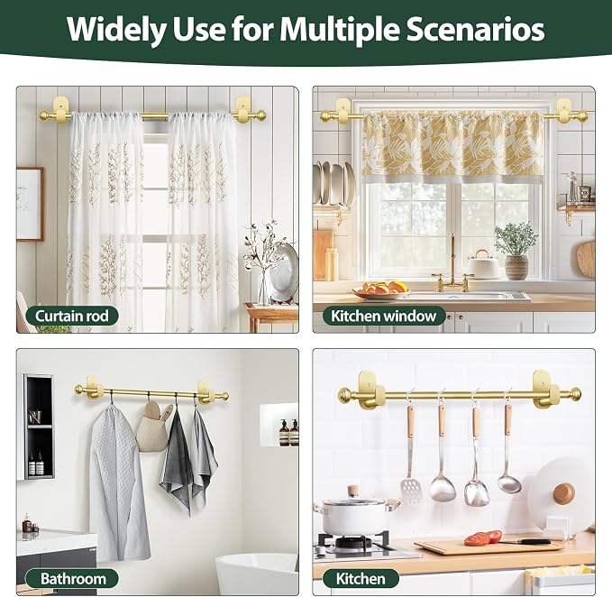 KAMANINA 2 Pack Curtain Rods No Drilling - Image 4