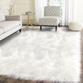 Latepis 5x7 Area Rugs White Furry Faux Sheepskin Rug Washable Fluffy Fur Rug by Latepis