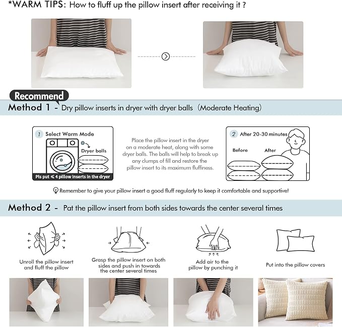 MIULEE 18x18 Inches Pillow Inserts Pack of 2, Decorative Throw Pillow Inserts - Image 2