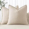 MIULEE Decorative Linen Pillow Covers 20x20 Inch Natural Beige Boho Farmhouse by MIULEE