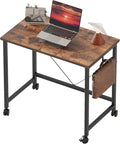 Rolling Computer Desk with Wheels, Gaming Desk for Small Spaces, Modern Simple Style Table for Home Office, Study Writing Table (Caster, Rustic Brown, 24 inch)