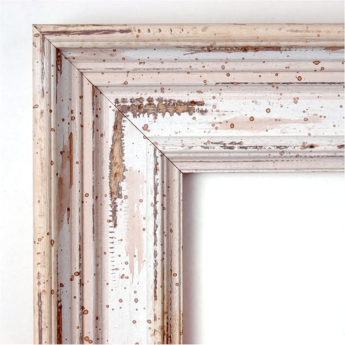 Amanti Art White Bathroom Mirror for Over Sink, 29x41 Alexandria White Wash Rectangle Vanity Mirror, Large Coastal Wood Frame, Hangs Horizonally and Vertically, Bathroom Wall Decor, Beveled Edge