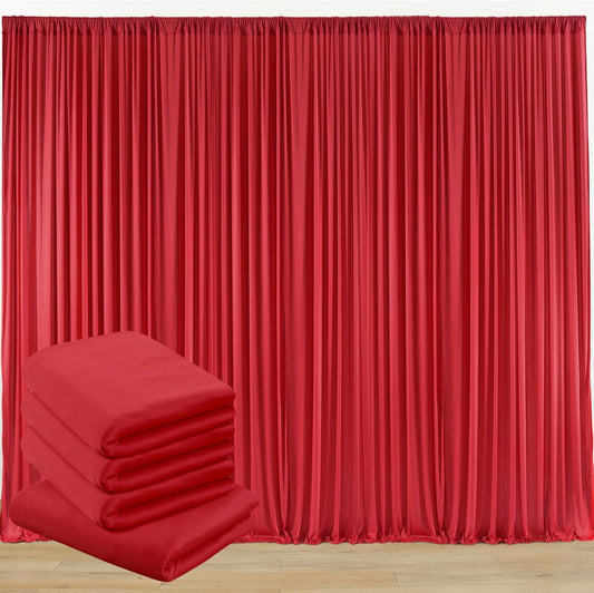 10 ft x 20 ft Wrinkle Free Red Backdrop Curtain for Parties, Polyester Photography Backdrop Drapes for Birthday Party Baby Shower, Thick Background Curtain for Backdrop Stand, 4 Panels 5 ft x 10 ft