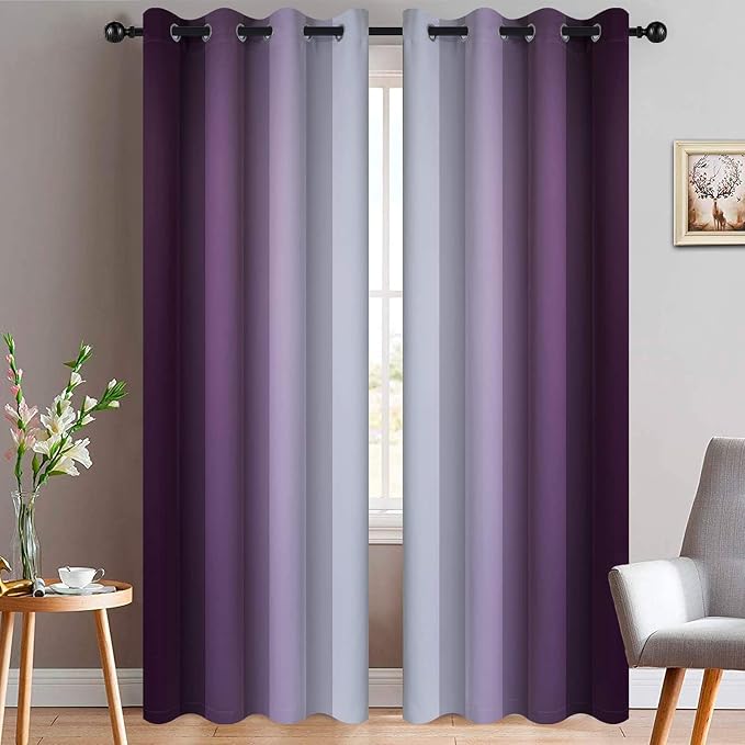 Yakamok Room Darkening Ombre Curtains 84 Inch Length, Light Blocking Grommet by Yakamok