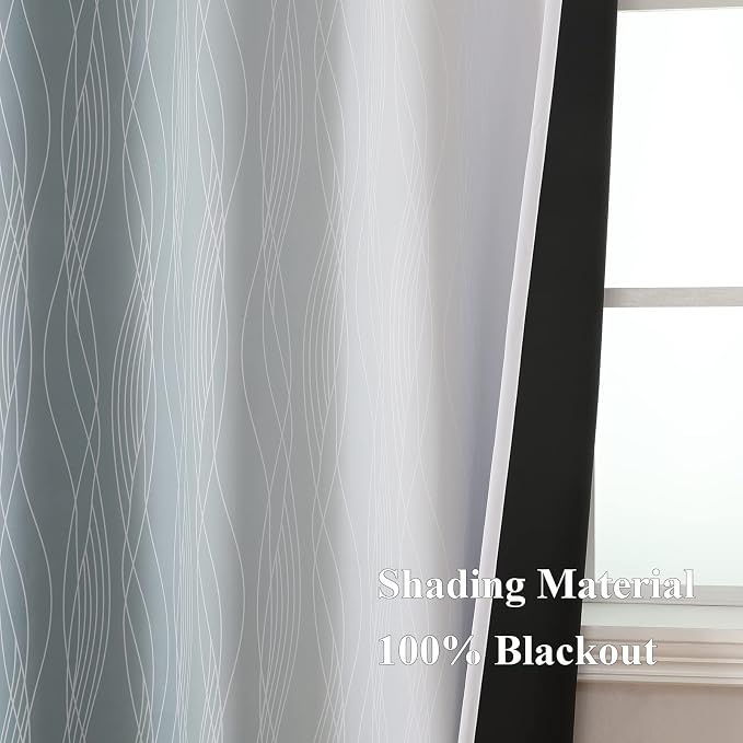 Estelar Textiler Stone Blue and Greyish White Blackout Curtains & Drapes - Image 5