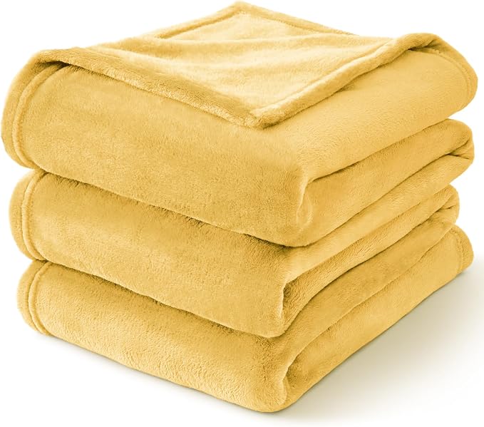 BEDELITE Fleece Blanket Twin Size Cream Yellow Throw Blankets - Image 7