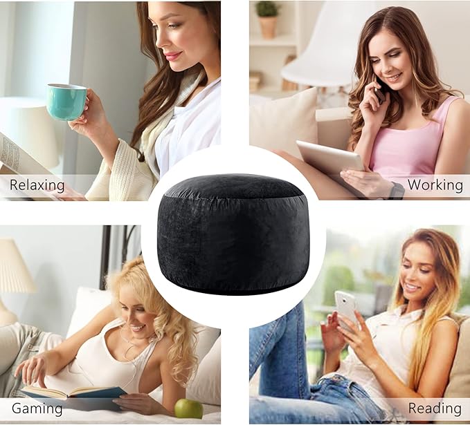5 Ft Bean Bag Chairs for Adults with Memory Foam Filling, Comfy Bean Bag Sofa with Filler Included, Soft Dutch Velvet Fabric Beanbags,5 Foot, Black