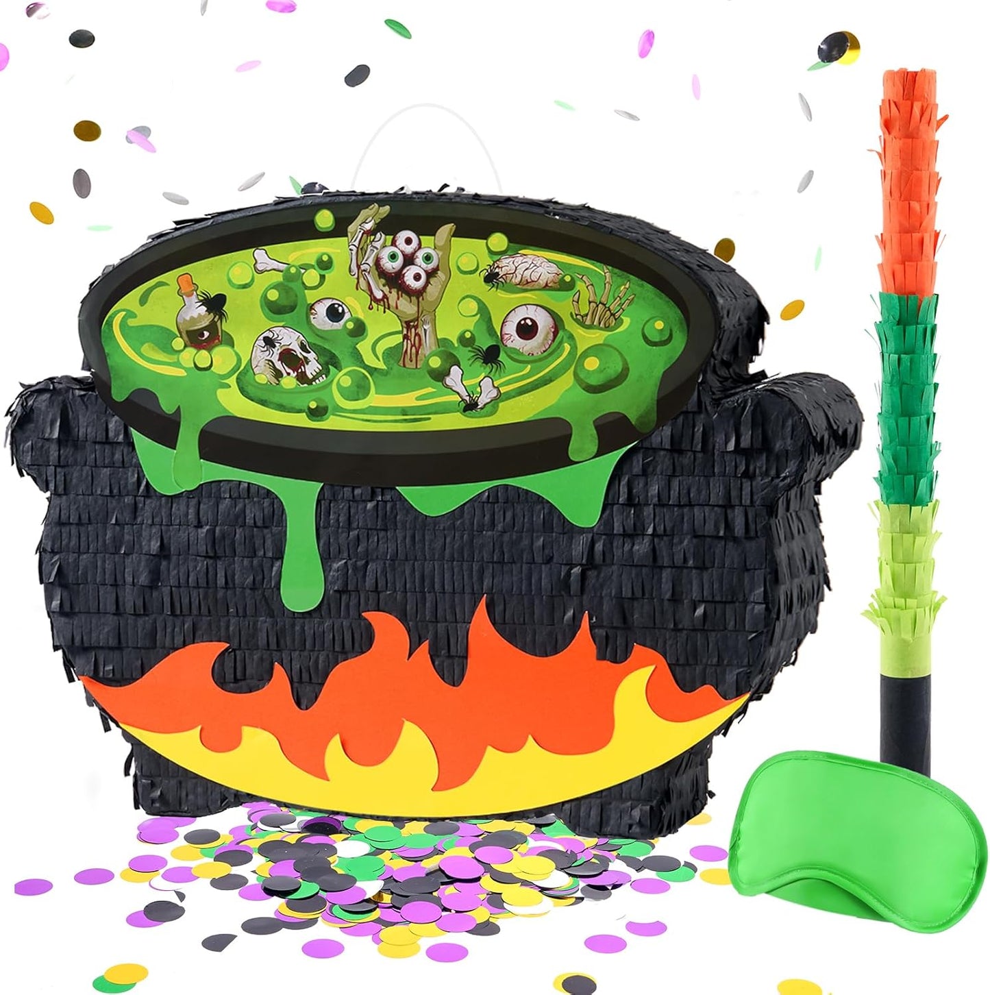 WERNNSAI Halloween Witch Pinata - Halloween Witch Pot Pinata Hallo-ween Birthday Party Decorations Baby Hallows Eve Costumes Party Games for Kids Wizarding World Decor Supply Bubbling Cauldron Design