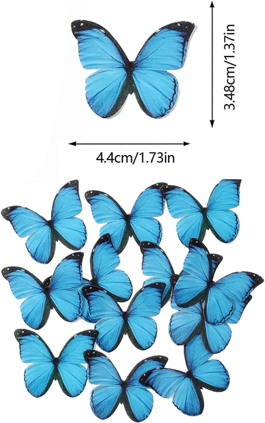 48PCS Blue Edible Butterfly Cake Toppers Wafer Paper Butterflies for Cake Decorations Colorful Small Pastel Cupcake Toppers Decorations for Birthday Party Wedding Cake Decorations