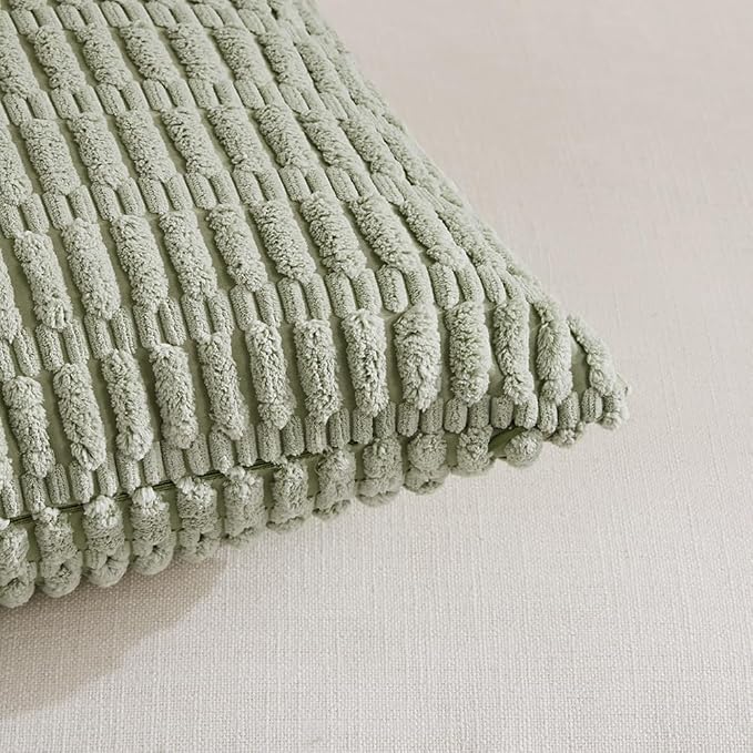 Fancy Homi 4 Packs Sage Green Decorative Throw Pillow Covers 26x26 Inch - Image 4