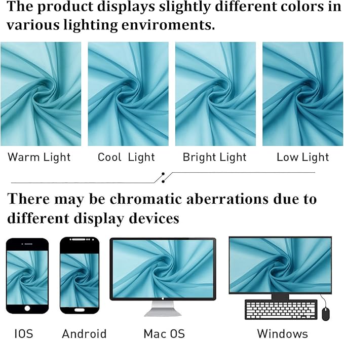 Lecloud Turquoise Sheer Curtains 90 Inches Long 2 Pcs, Soft Airy Light - Image 5