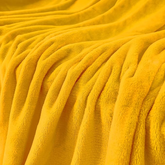 JIAHANNHA Mustard Yellow Throw Blanket Fleece Blanket 50"x60", Super Soft Cozy - Image 4