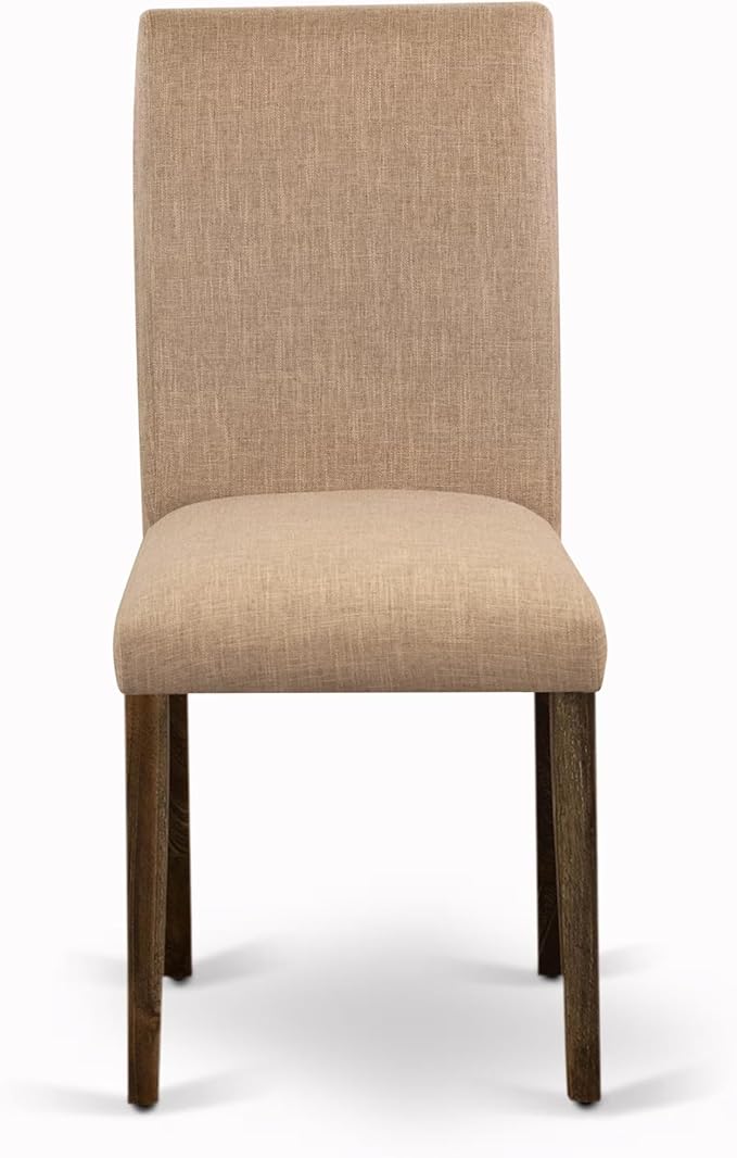 East West Furniture V727AB747-5 5 Piece Kitchen Table Set for 4 Includes a Rectangle Dining Room Table with V-Legs and 4 Light Sable Linen Fabric Parsons Chairs, 40x72 Inch, Multi-Color
