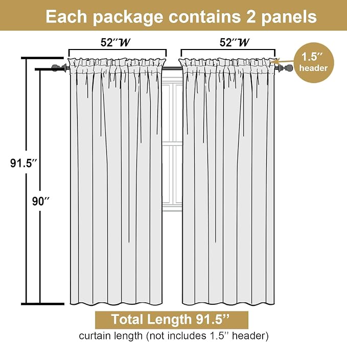 Lecloud Leia White Sheer Curtains 90 Inches Long 2 Panels, Airy Voile Jacquard - Image 2