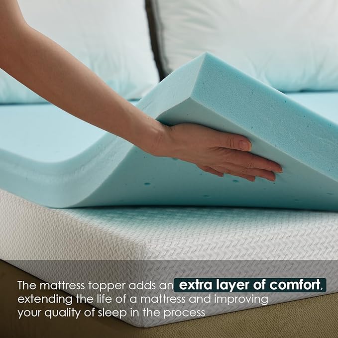 FDW | 8" Full Mattress + 2" Cooling Mattress Topper | Gel Memory Foam | Medium Firm Feel | White | with Washable Cover for Cool Sleep and Pressure Relief | Bed in a Box, CertiPUR-US Certified