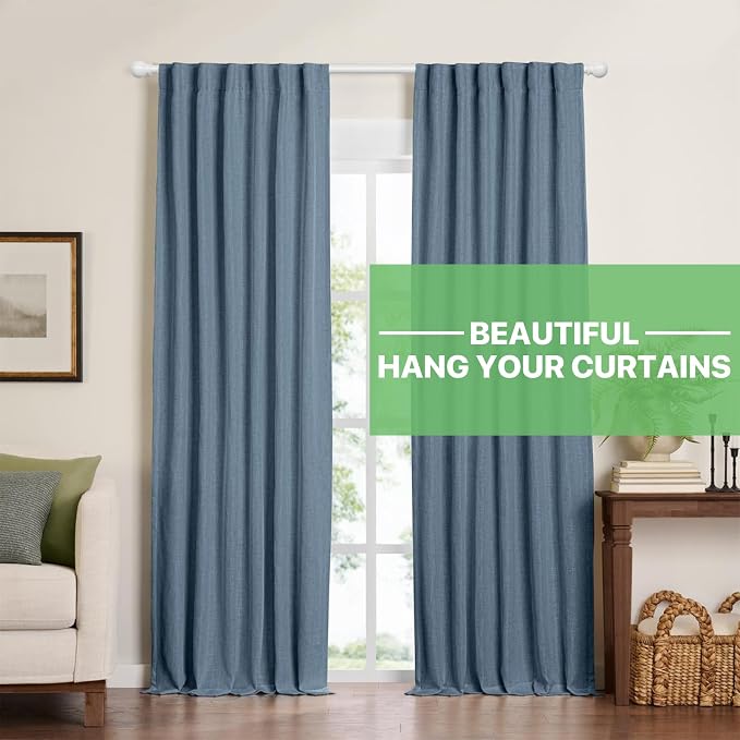 White Curtain Rods for Windows 28 to 60 inch, Adjustable Curtain Rod Set - Image 2