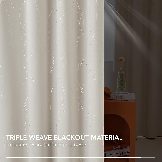 Deconovo Beige Curtains for Living Room, Room Darkening Soundproof Drapes - Image 9