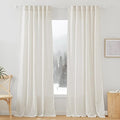 RYB HOME Linen Texture Sheer Curtains 84 inches, Rustic Style Solid Semi Sheer by RYBHOME