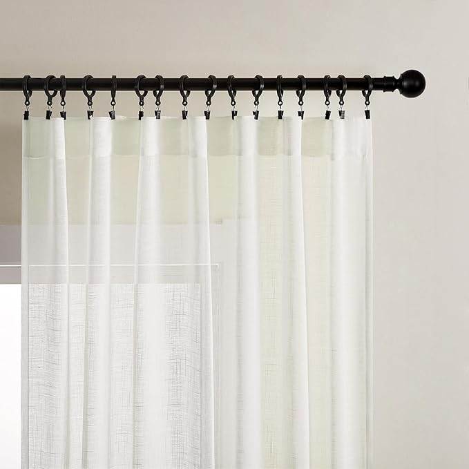 Joydeco Sheer Curtains 72 Inches Long, Cream Curtains - Image 2