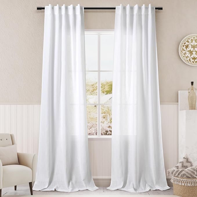 White Linen Curtains38x84 inches Long by Nanspring