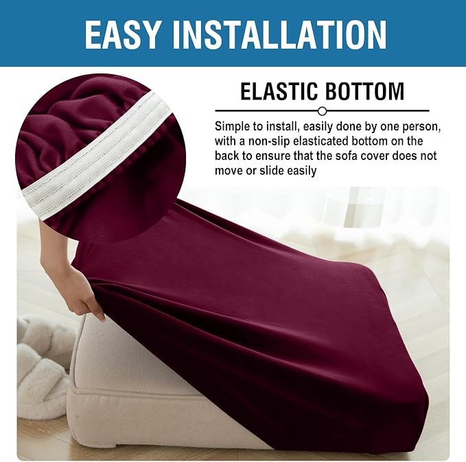 Couch Cover Stretch Velvet Sofa Cushion Cover 2-Piece - Image 6