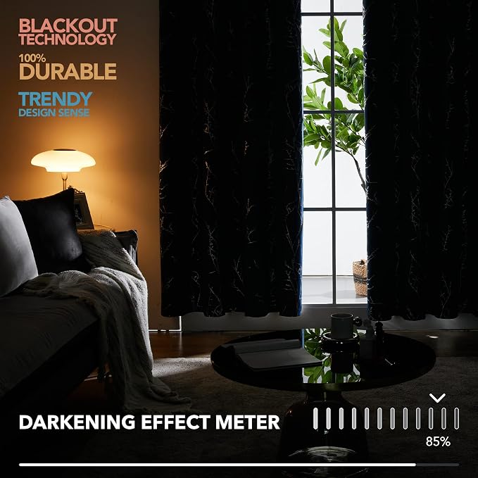 Deconovo Black Blackout Curtains, Thermal Insulated Soundproof Privacy Curtain - Image 7