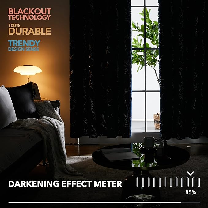 Deconovo Black Blackout Curtains, Thermal Insulated Soundproof Privacy Curtain - Image 5
