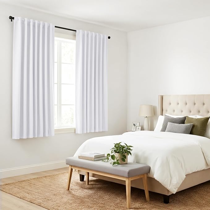 PONY DANCE 50% Light Blocking White Curtains 72 inch, Non-See-Through Window - Image 8
