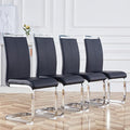 Dining Chairs Set, Kitchen Modern Metal Chairs with Faux Leather Padded Seat High Back and Sturdy Chrome Legs, Chairs for Dining Room (Black-1, Set of 4)