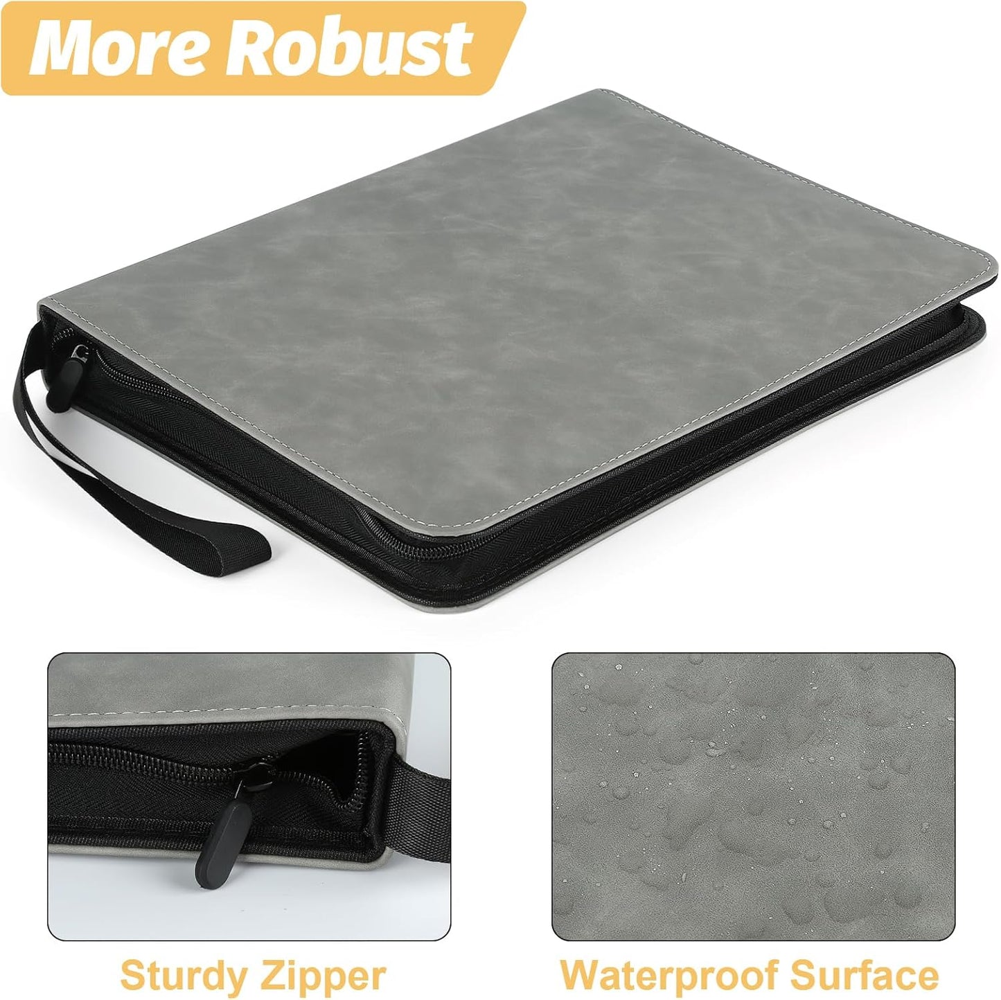 Trading Card Binder, Premium 9 Pocket Card Binder, 720 Double Sided Pocket PU Collection Binder, Collector Album, Card Holder for MTG, TCG, Sports Cards (Marble Grey)