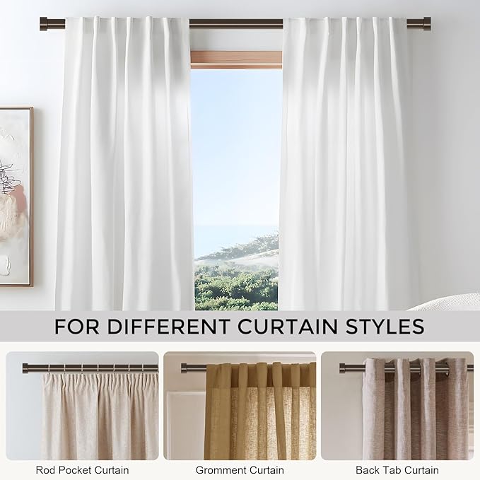 VOIIY 2 Pack Curtain Rods for Windows 28 to 48 Inch, Bronze 1'' Diameter - Image 6